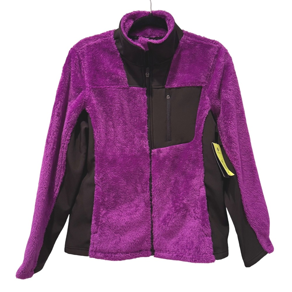Xersion Fleece Jacket Extreme Purple Black Mixed Media Activewear Women Medium